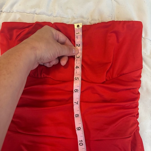 SHEIN Red Strapless Pleated Tiered Dress - Picture 13 of 16